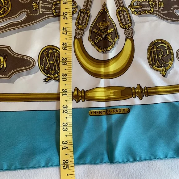 Vintage Hermes Blue Harnais Des Presidents Silk Scarf - Picture 8 of 10